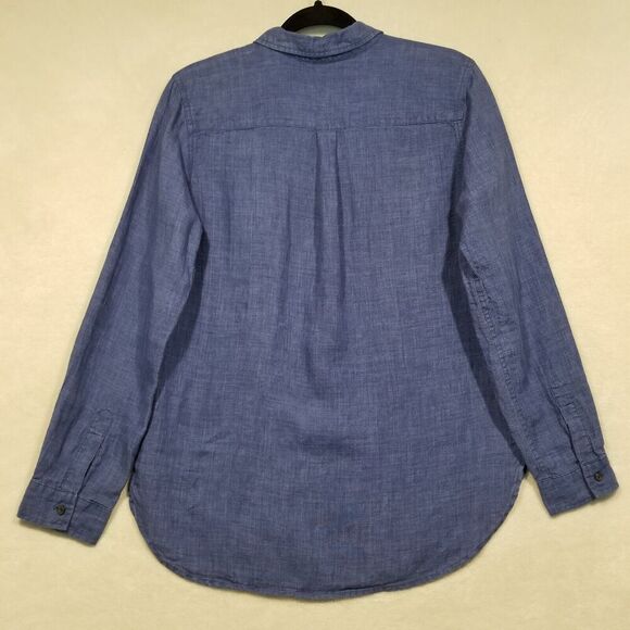 Boden Womens 4R Blue Classic Button Front Long Sleeve Rounded Hem Shirt - Picture 6 of 7
